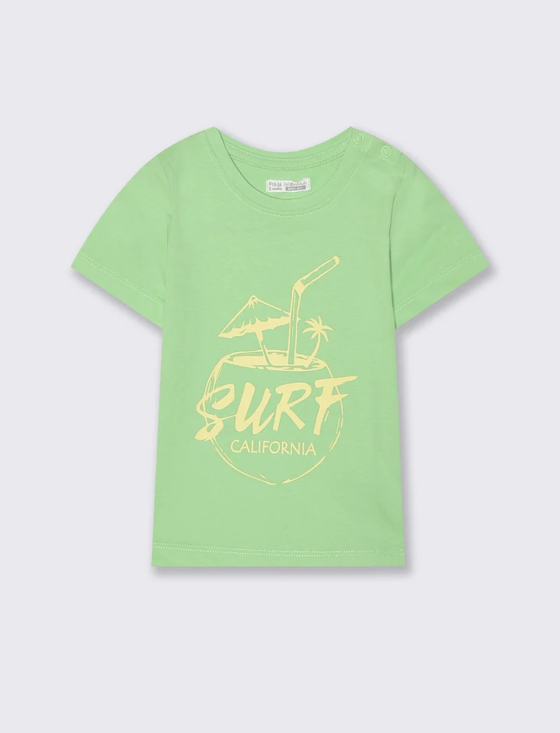 T-shirt girocollo manica corta monocolore - Verde prato