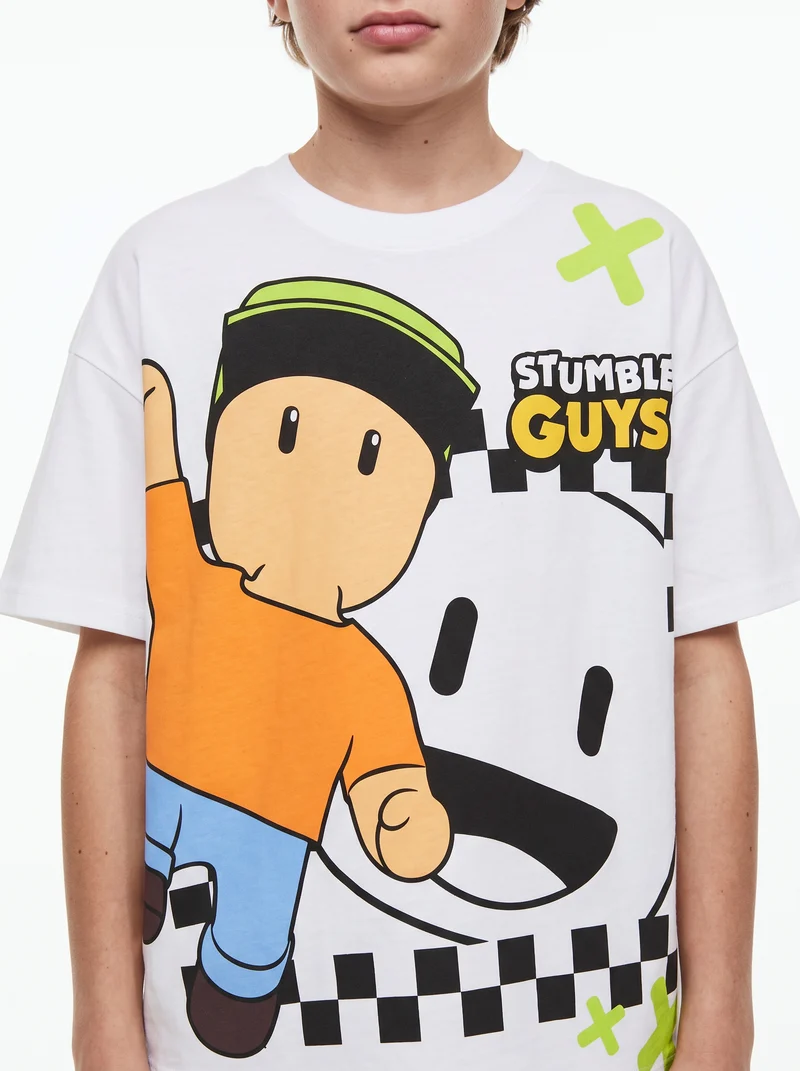 T-shirt Stumble Guys per giovani fan - Bianco