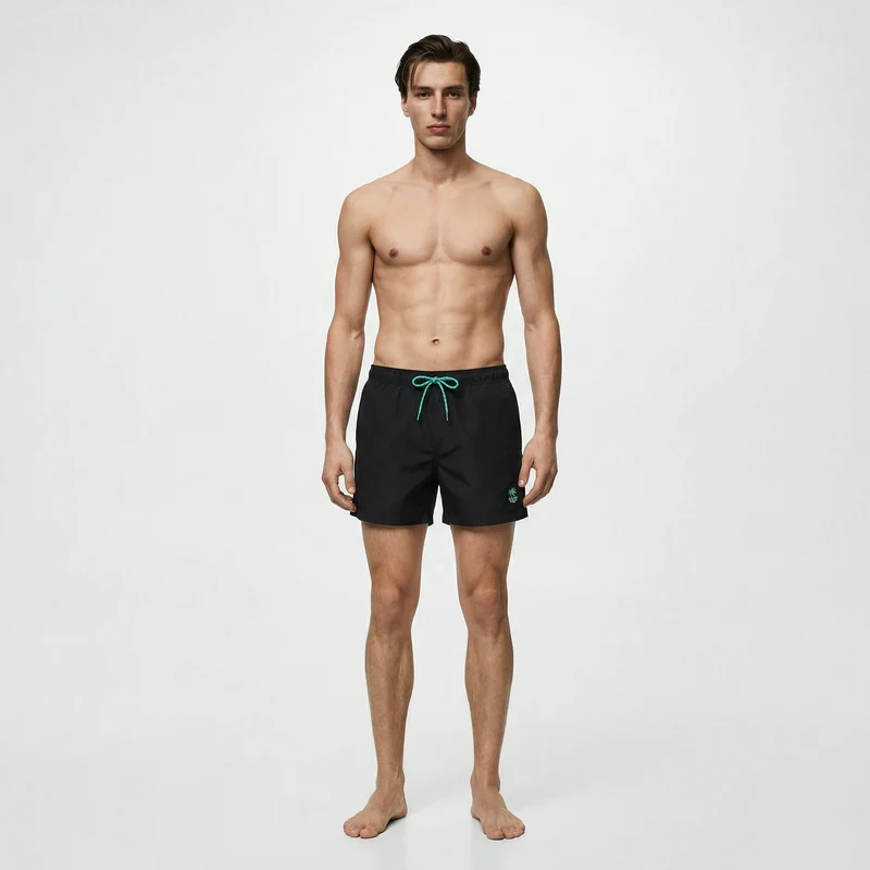 Costume Mare Basic con Fodera Rete Interna - Nero