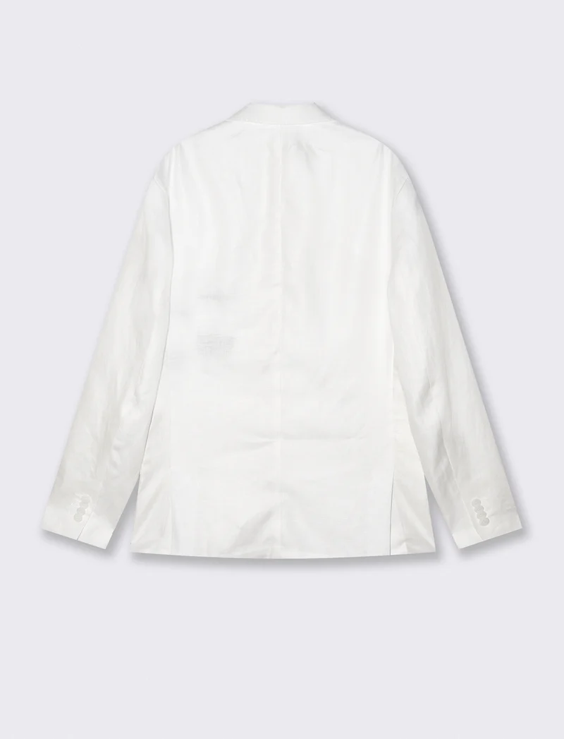 Blazer formal fit in puro lino diagonale - Bianco