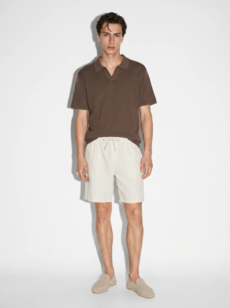 Polo Collo Derby in Jacquard Elegante - Moro