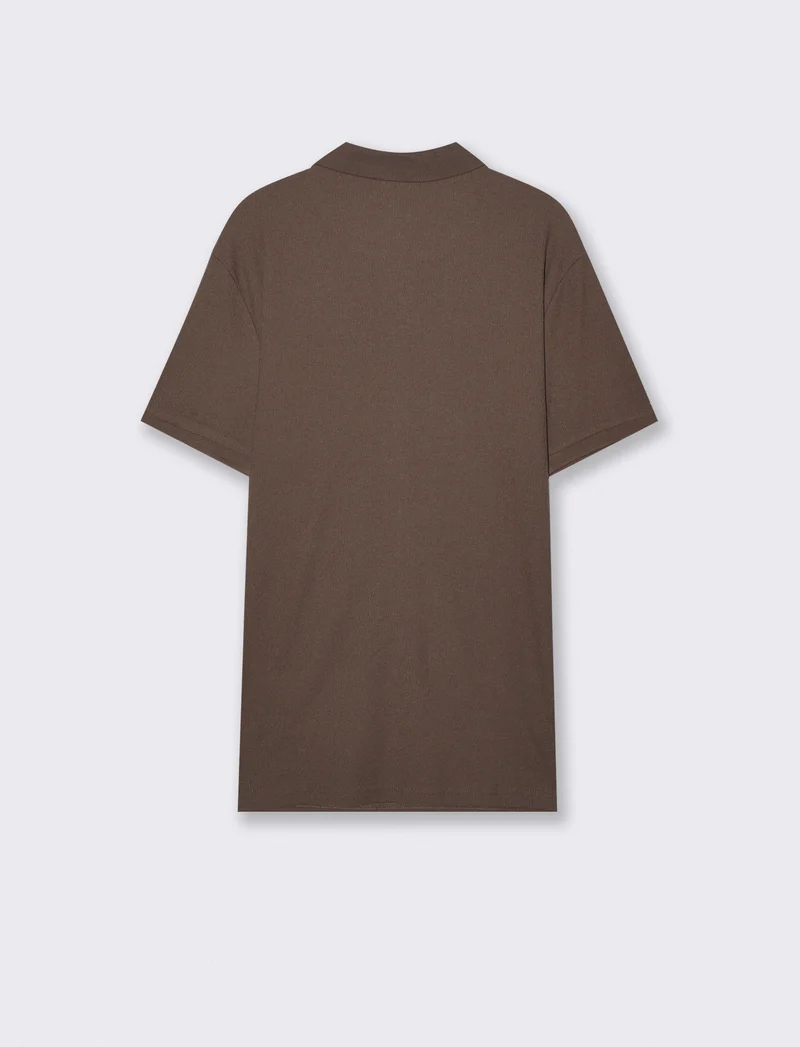 Polo Collo Derby in Jacquard Elegante - Moro