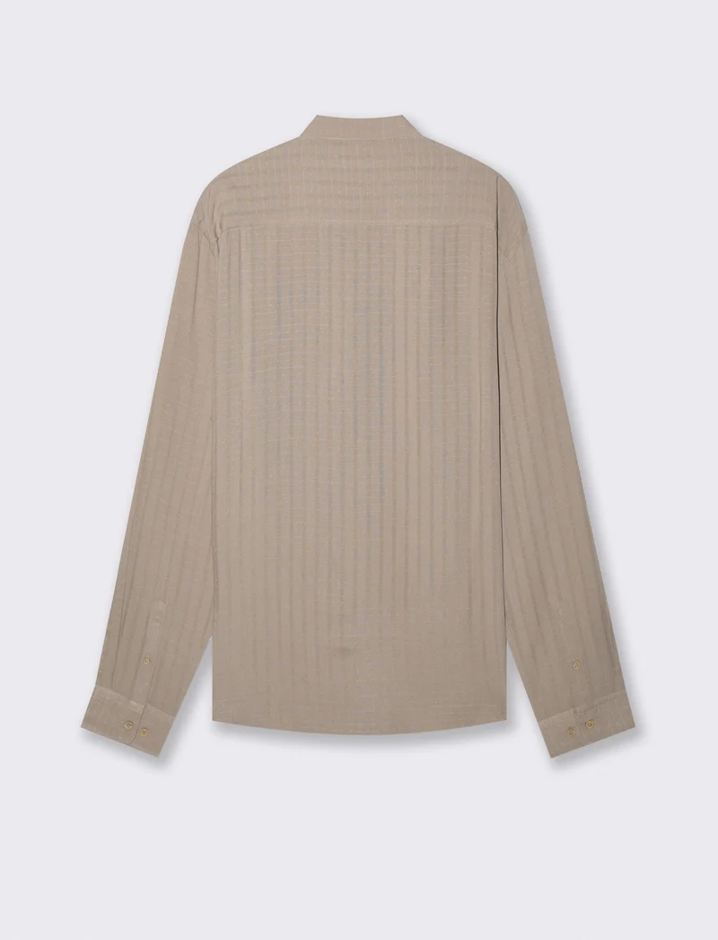 Camicia Coreana Jacquard a Righe - Verde salvia