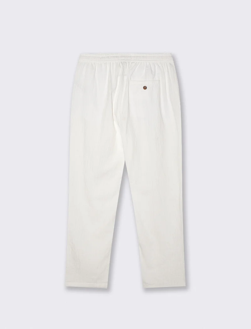 Pantaloni Jogger in Cotone Seer Sucker - Bianco