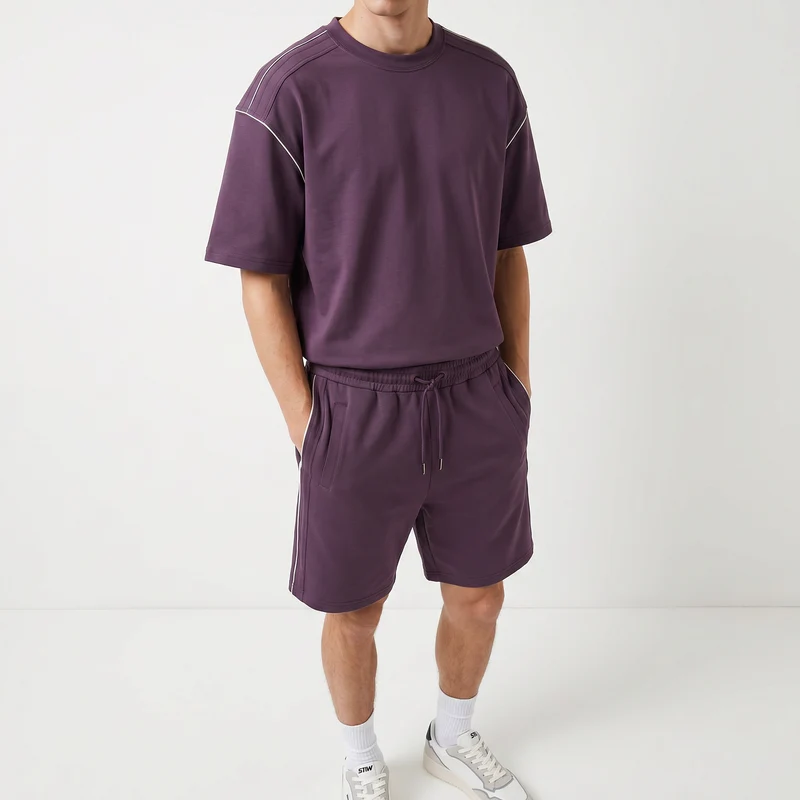 Felpa manica corta interlock misto cotone - Viola