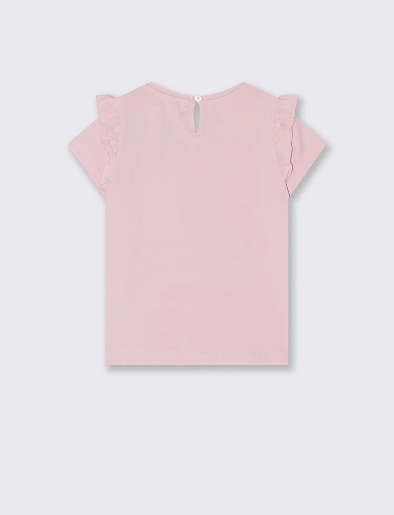 Tshirt con rouches e strass per look casual - Rosa