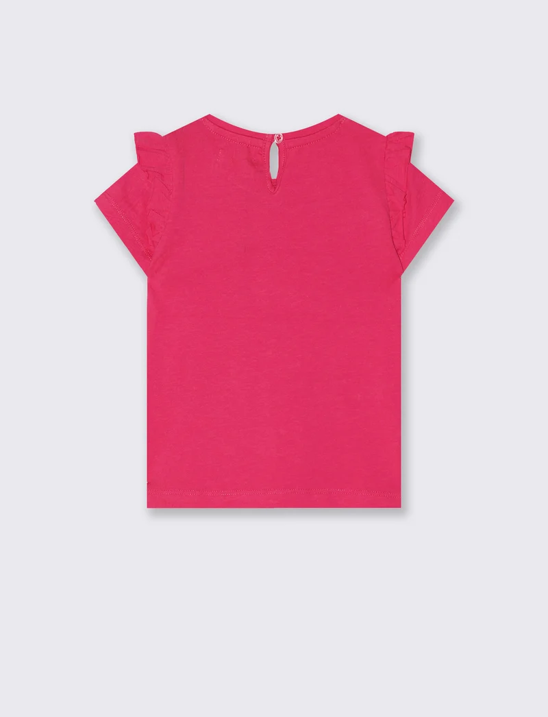 Tshirt con rouches e strass per look casual - Fuxia
