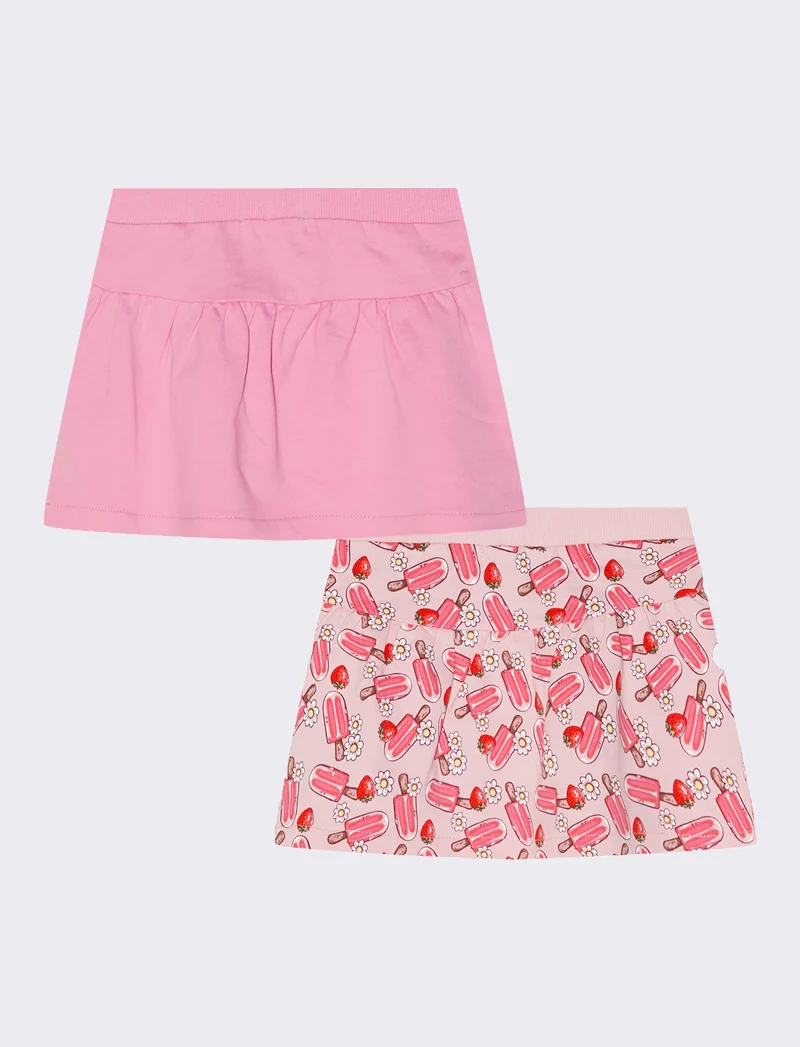 Gonna bipack: tinta unita e fantasia - Rosa