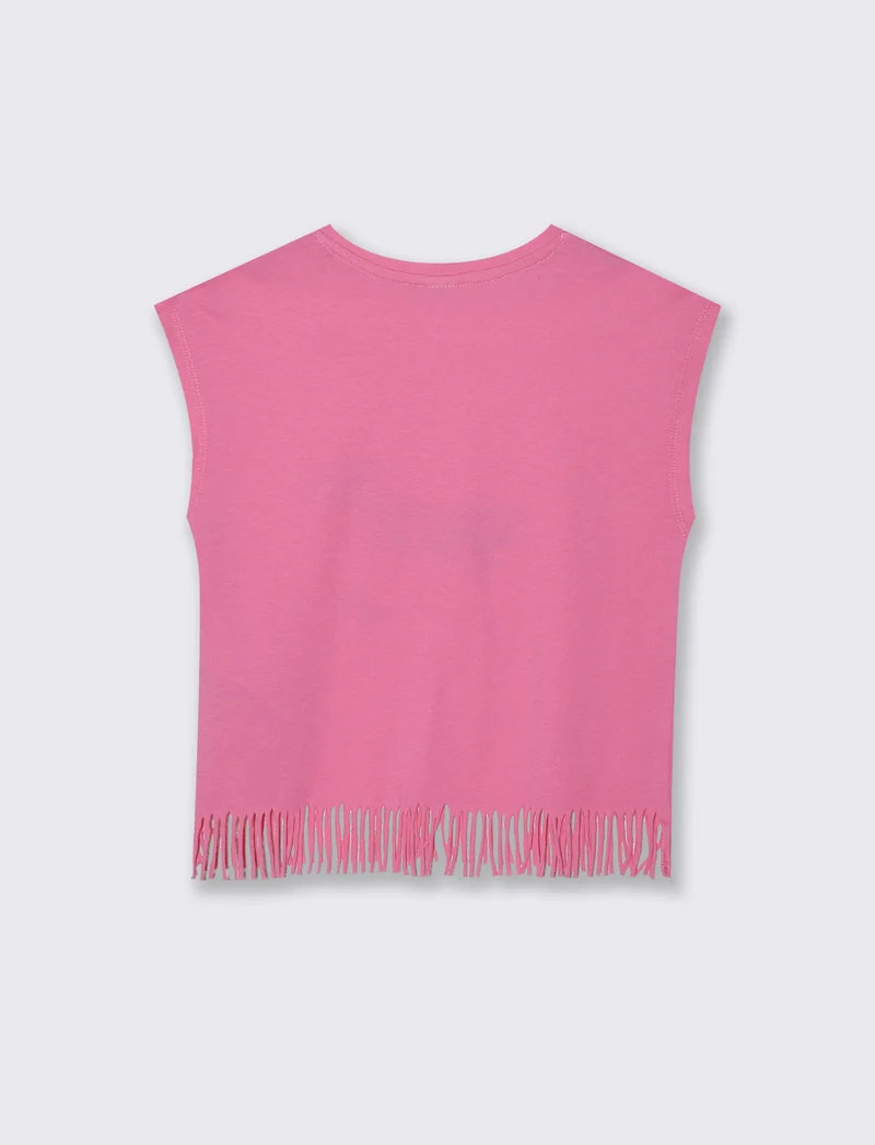 T-shirt con frange e stampe colorate - Rosa big bubble