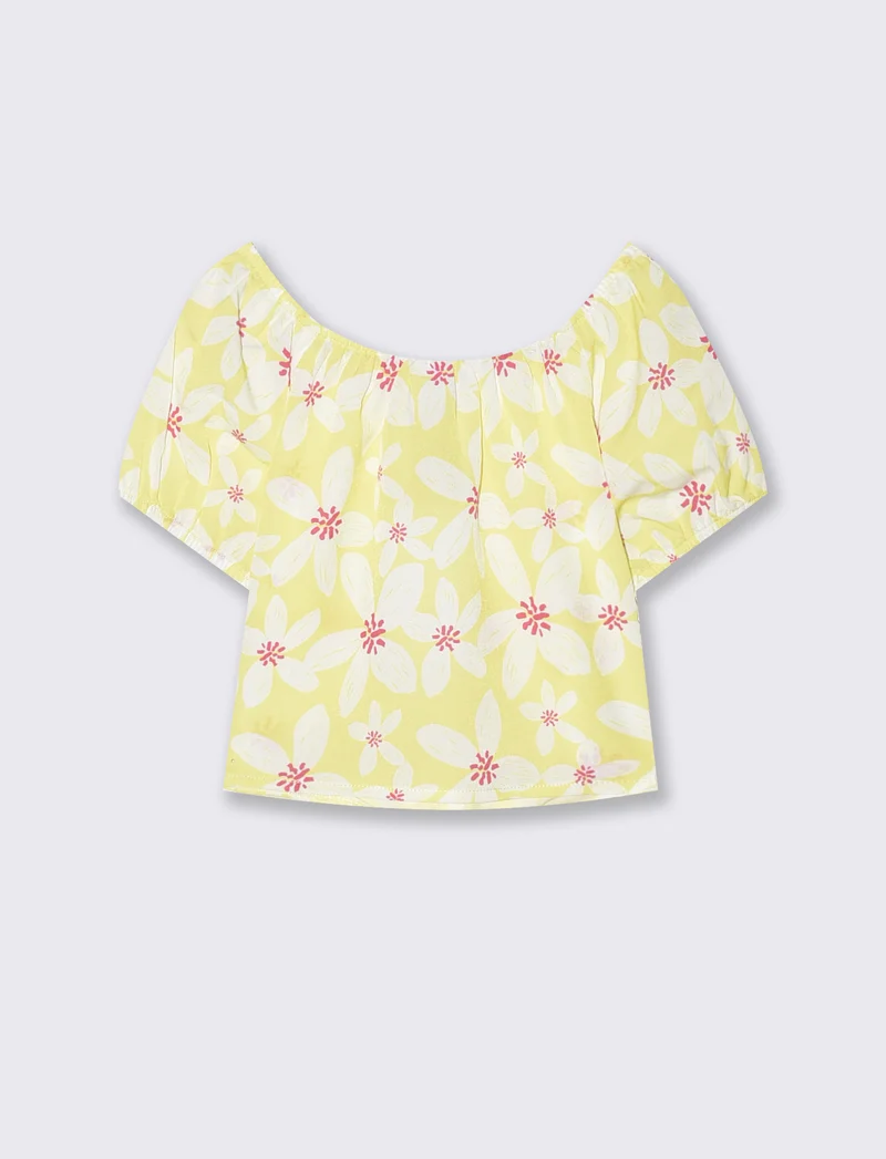 Top in crêpe con nodo decorativo - Giallo