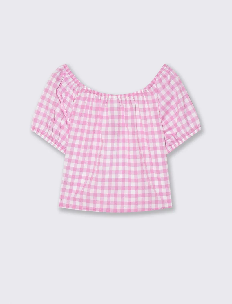 Top in crêpe con nodo decorativo - Rosa