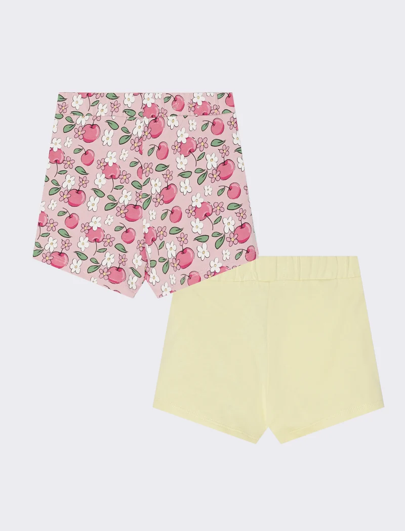 Shorts bipack in stile basico e fantasia - Giallo