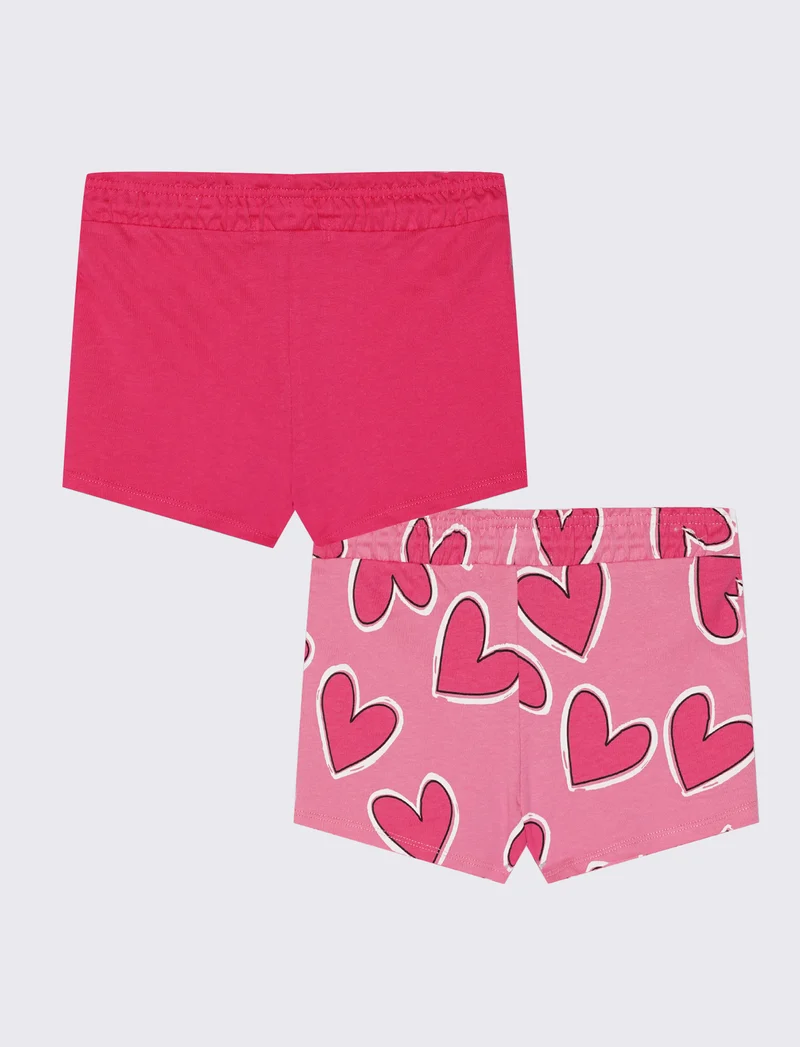 Set 2 pack shorts in french terry uniti e stampati - Fuxia