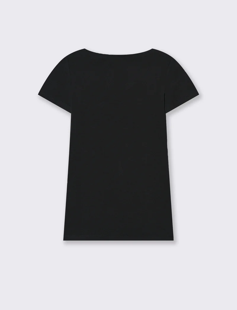 T-Shirt Mezza Manica Elegante - Nero