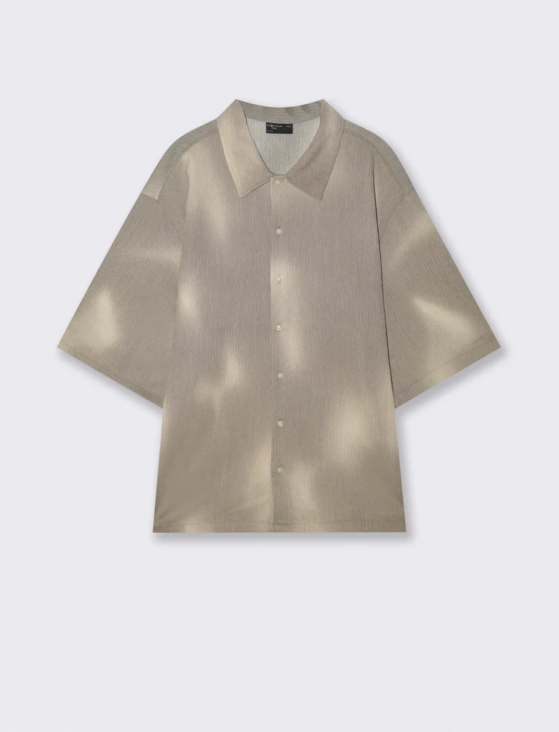 Camicia boxy fit jacquard astratto - Grigio fango