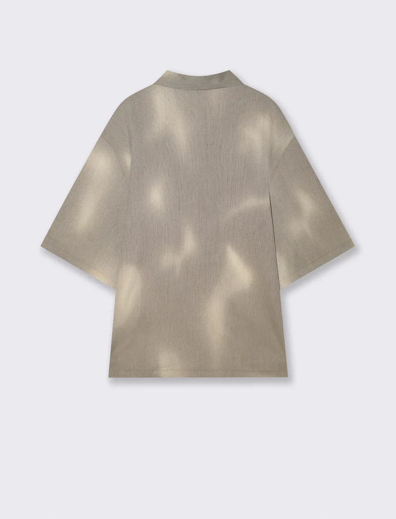 Camicia boxy fit jacquard astratto - Grigio fango