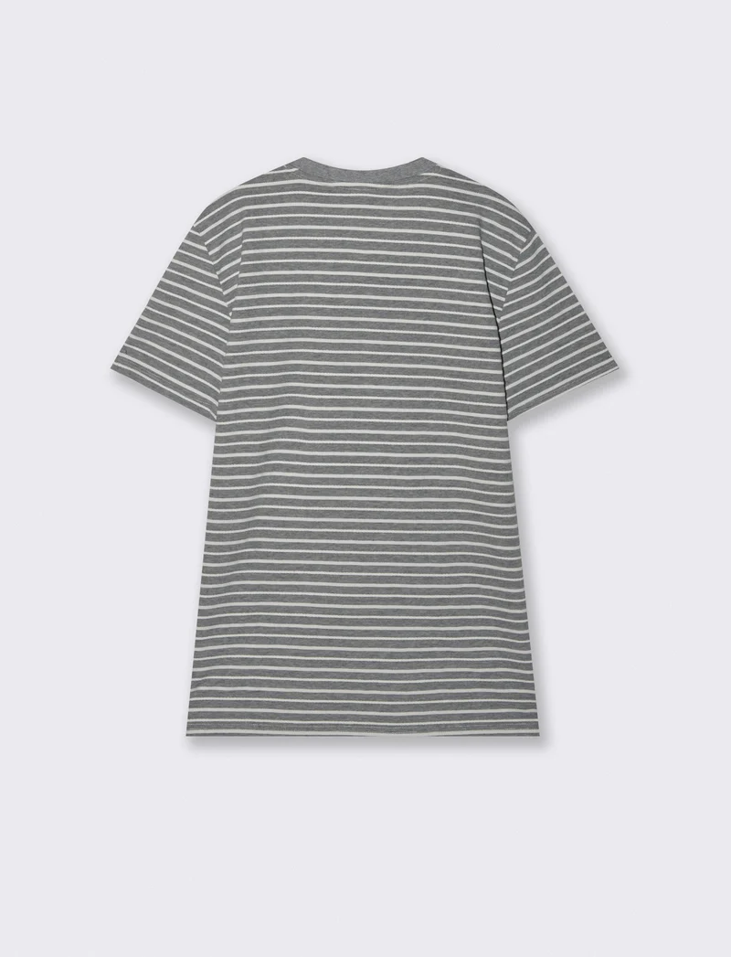 T-shirt girocollo a righe jacquard - Blu