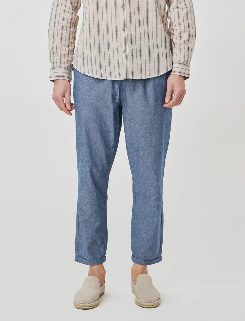 Pantaloni jogger in cotone melange - Blu