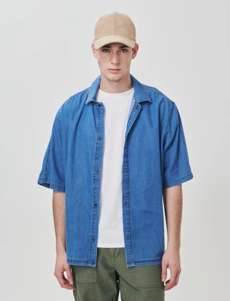 Camicia Boxy Fit in Denim Leggero - Denim