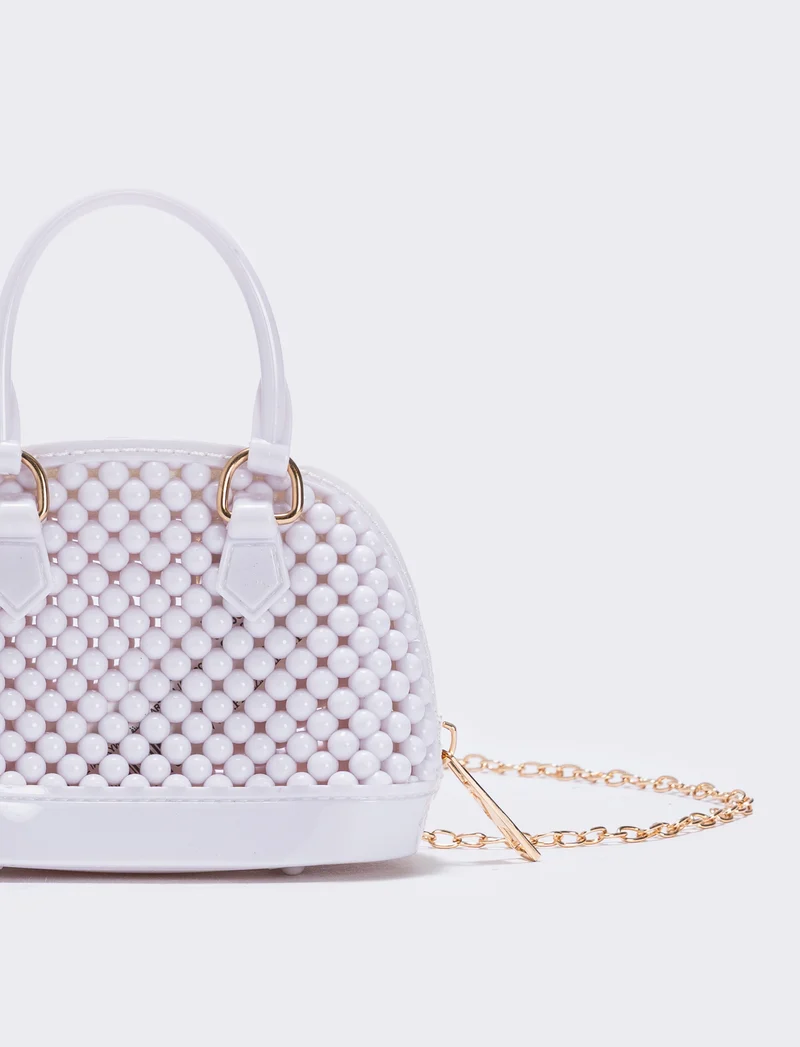 Bauletto bambina con bolle in PVC - Bianco