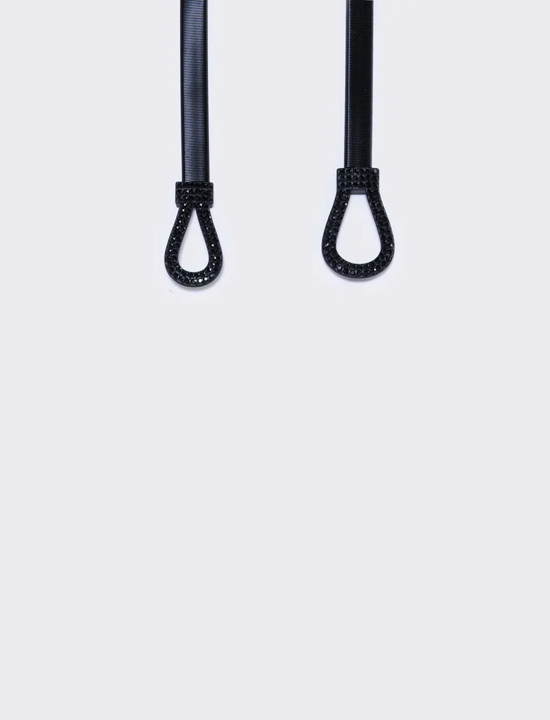 Cintura elastica con fibbia strass - Nero