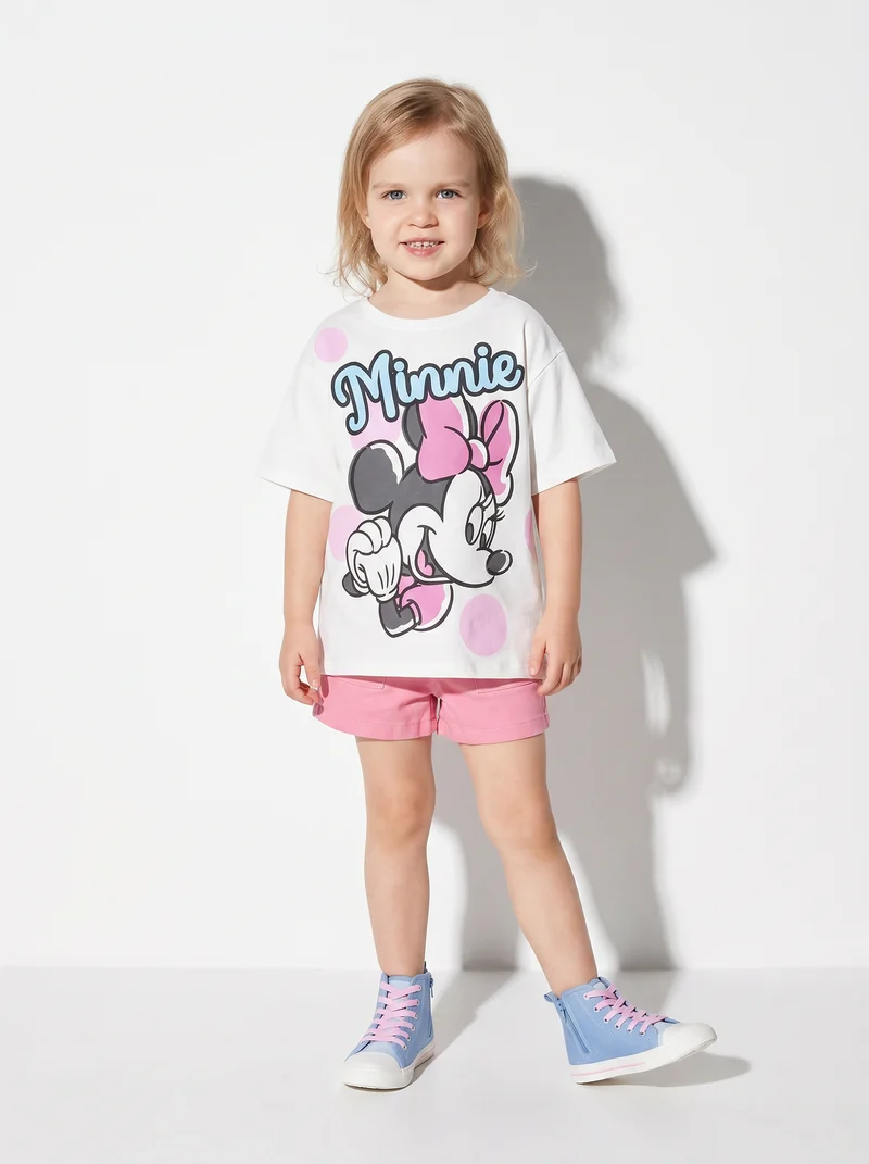 T-shirt mezza manica tema Minnie con pois - Bianco