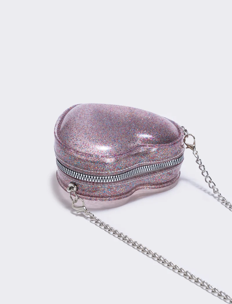 Borsa bambina cuore glitter brillante - Rosa