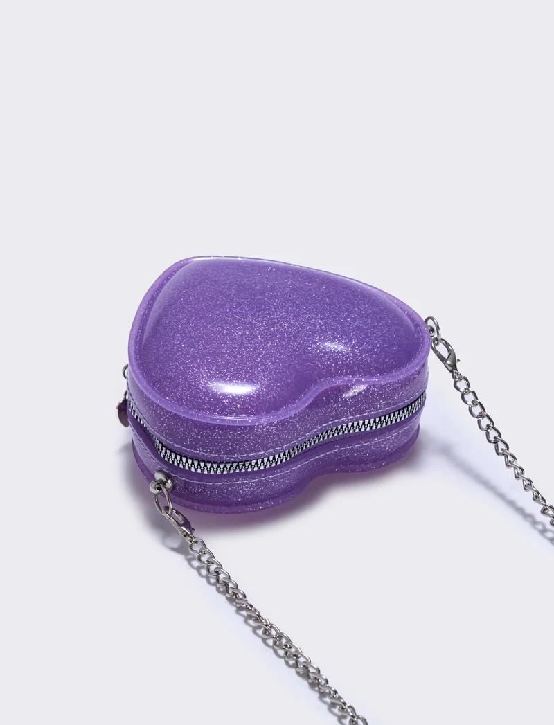 Borsa bambina cuore glitter brillante - Lilla