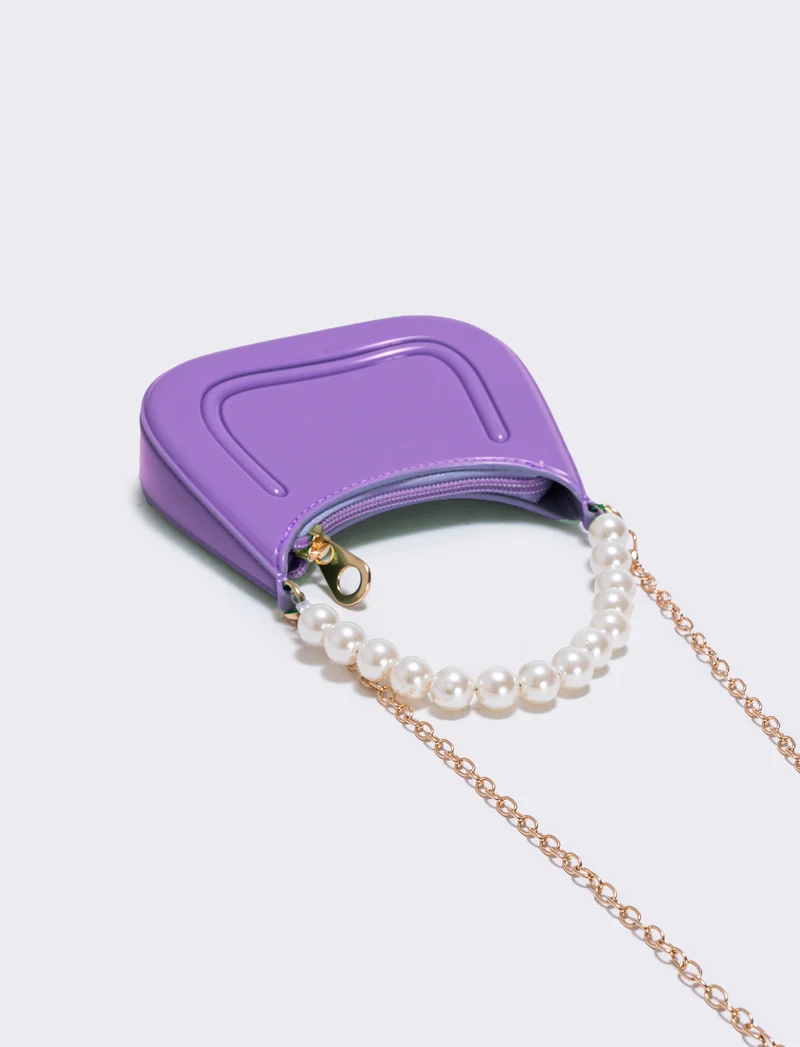 Borsa con manico e perle eleganti - Lilla