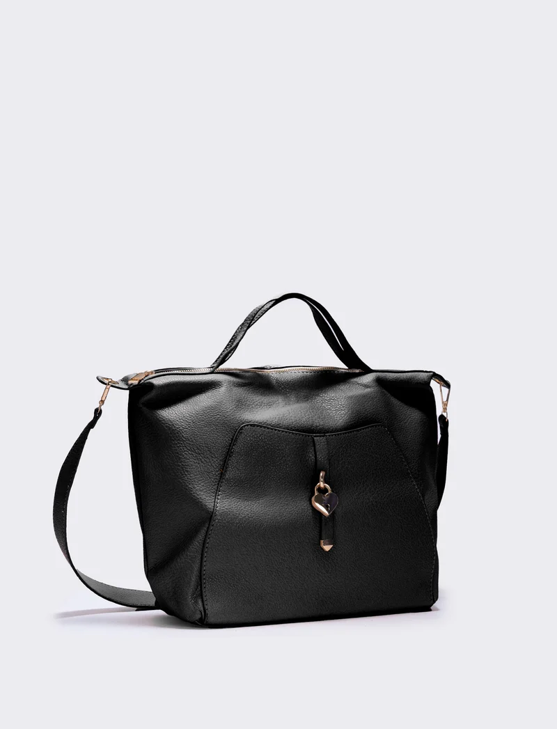 Borsa catenaccio a cuore - Nero