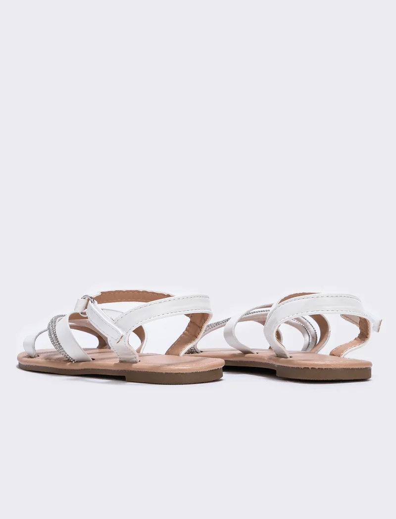 Sandalo bianco con strass per bambina - Bianco