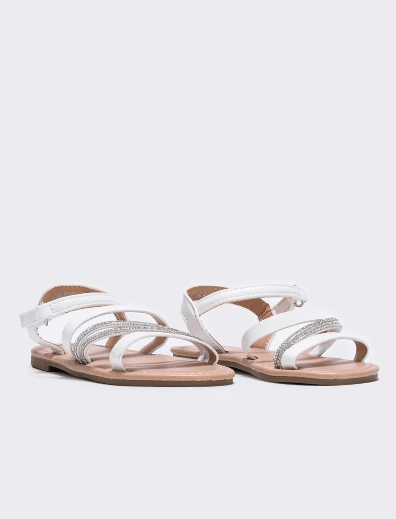 Sandalo bianco con strass per bambina - Bianco