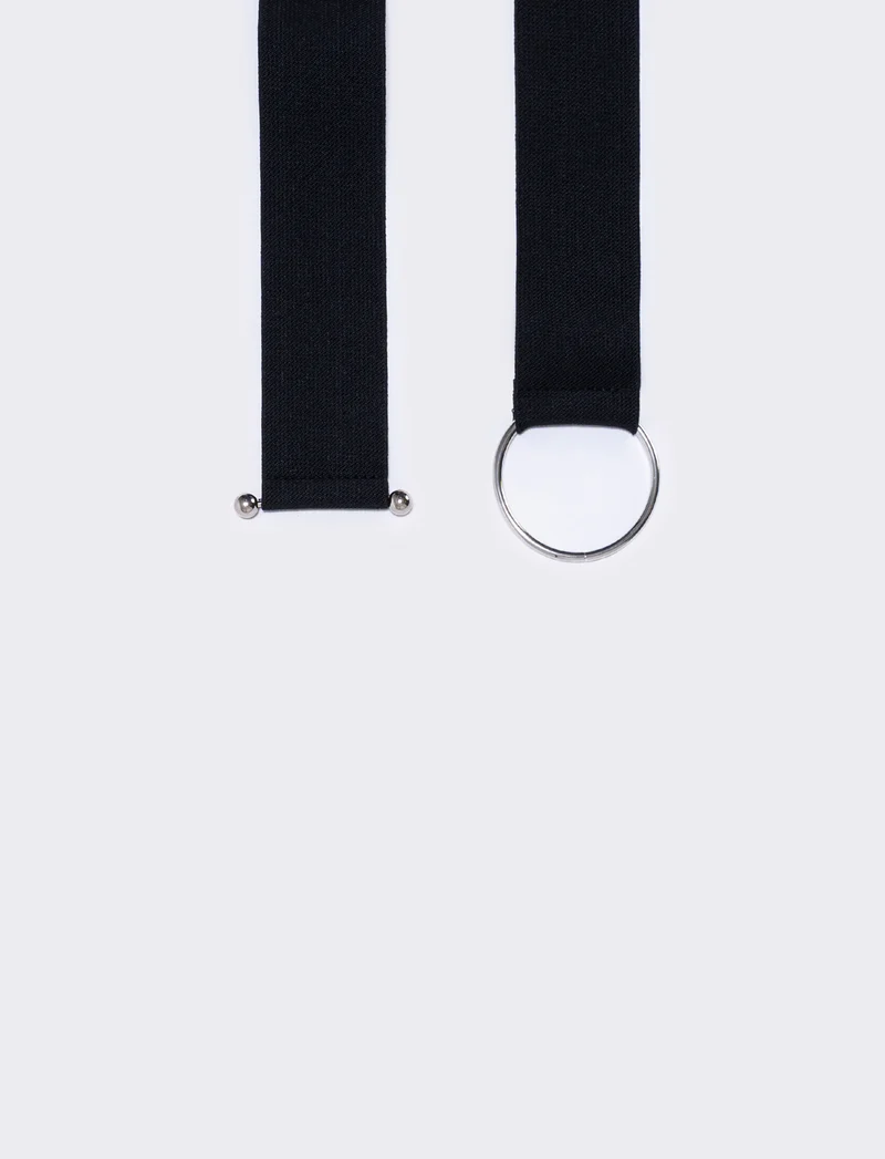 Cintura elastica fibbia rotonda - Nero-argento