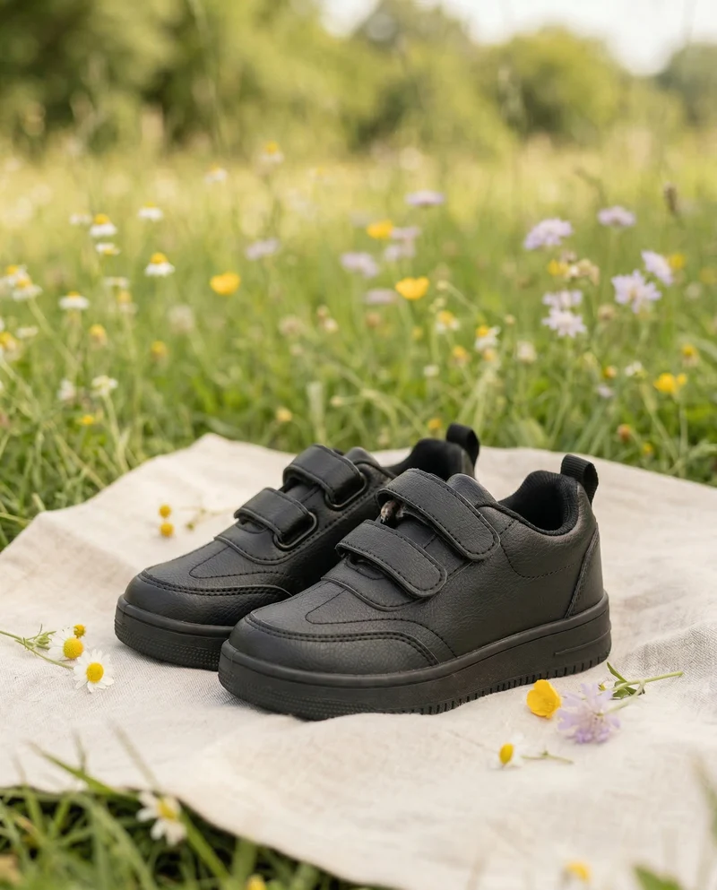 Sneakers basic bambino in poliuretano - Nero