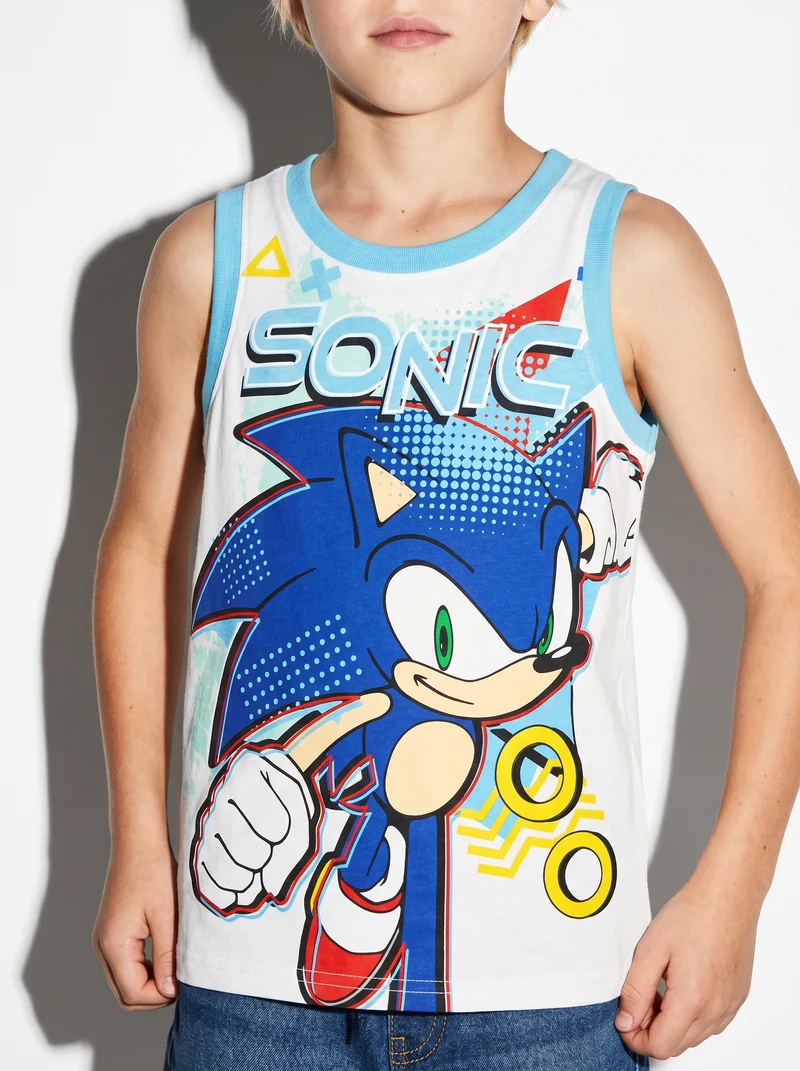 Canotta in cotone con stampe by Sonic - Bianco