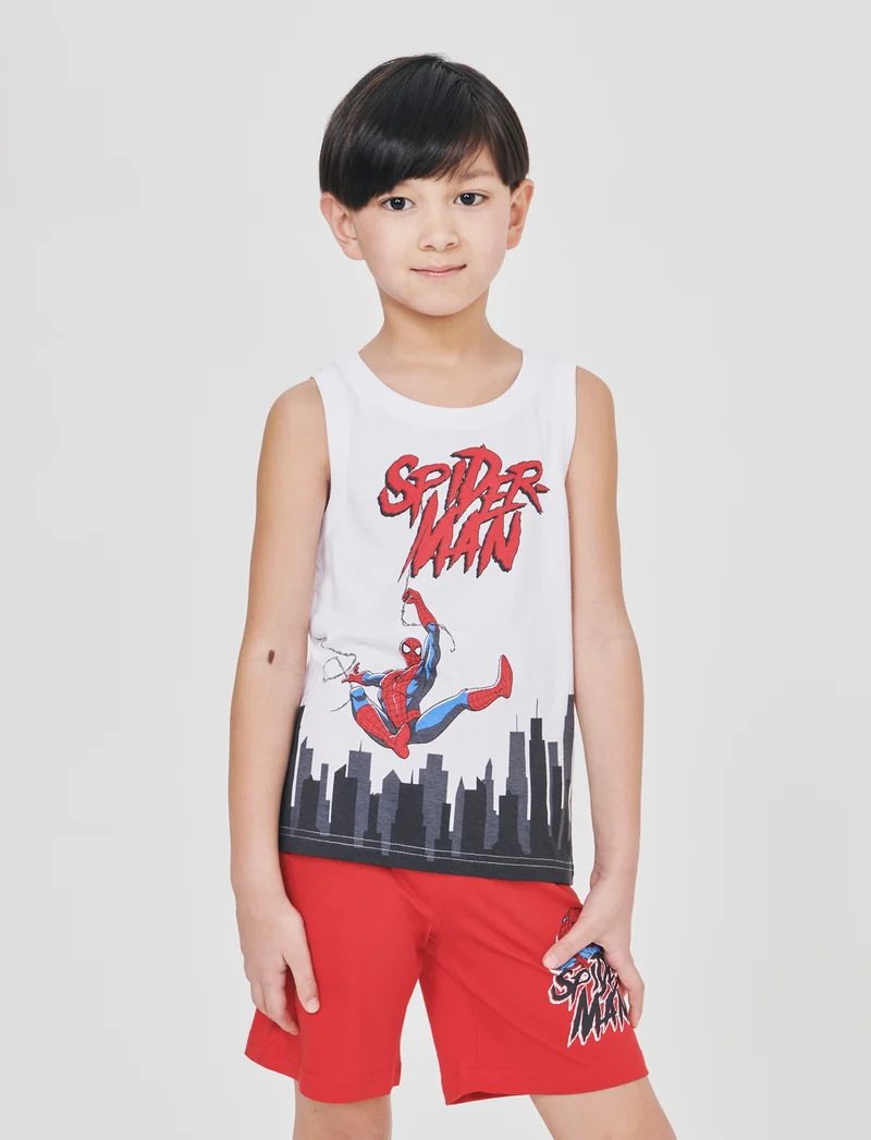 Canotta e short in cotone Spiderman - Bianco