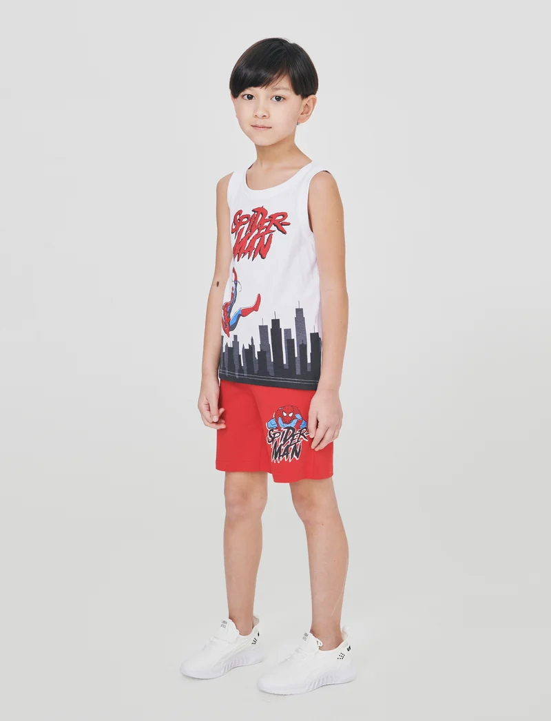 Canotta e short in cotone Spiderman - Bianco