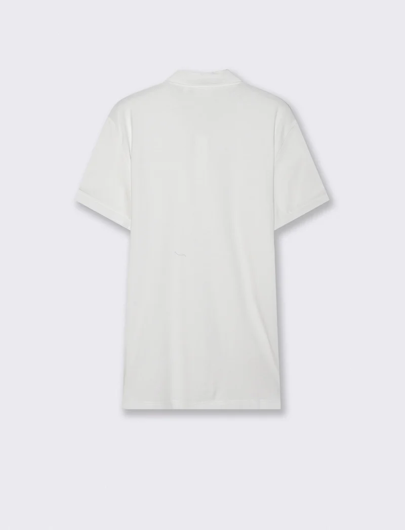 Polo Collo Derby in Cotone Elasticizzato - Bianco