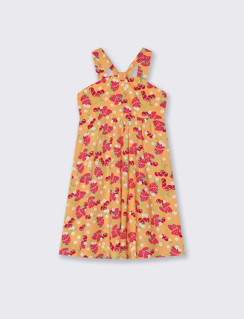 Abito con stampe e volant eleganti - Pesca