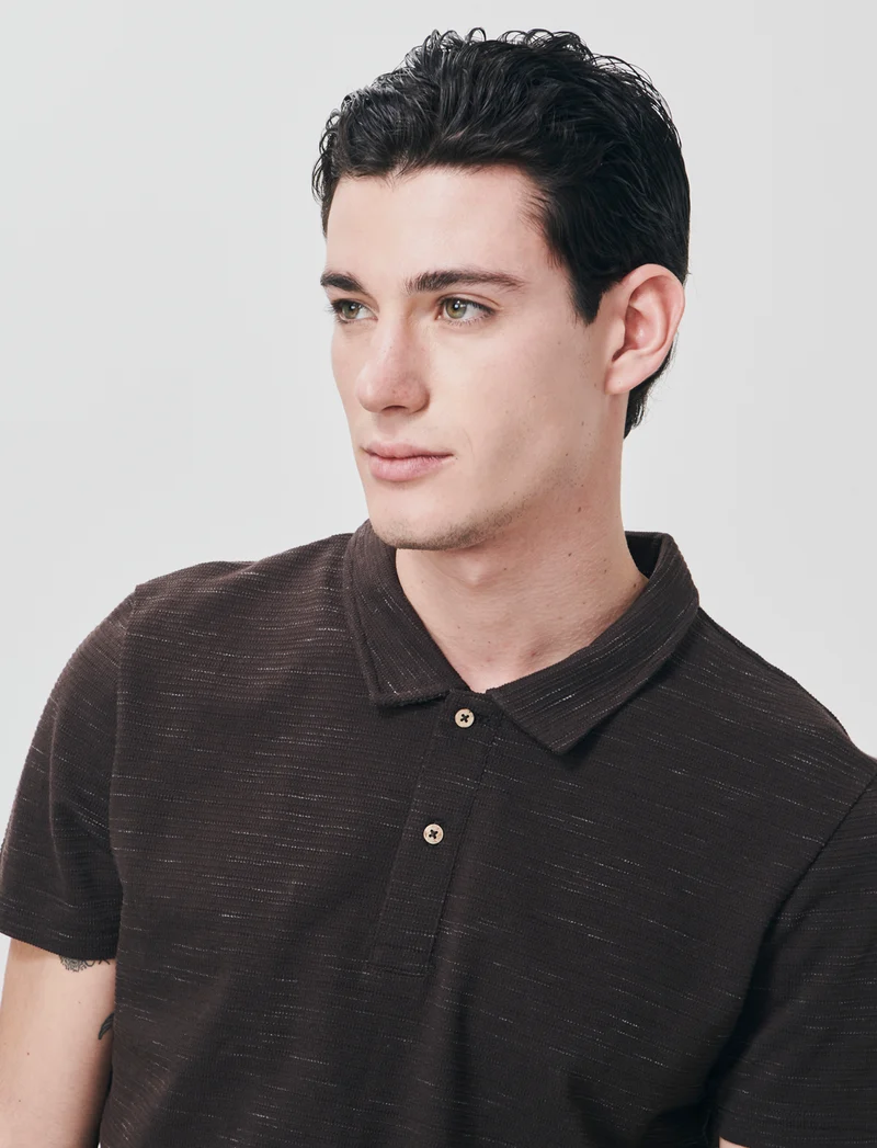 Polo Slub Injected con Colletto a Revers - Moro