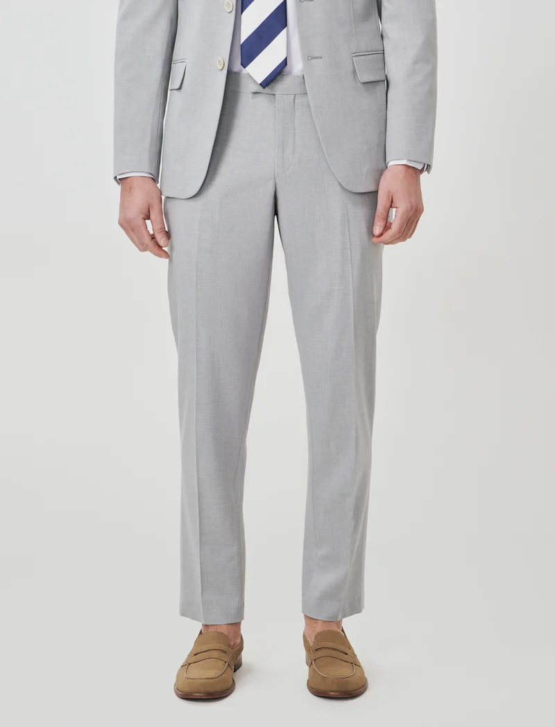 Pantaloni Formal Fit Micro Struttura Melange - Grigio mel.