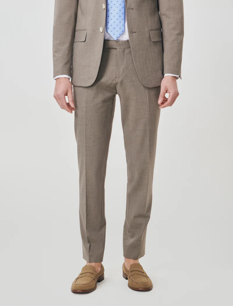 Pantaloni Formal Fit Micro Struttura Melange - Grigio fango