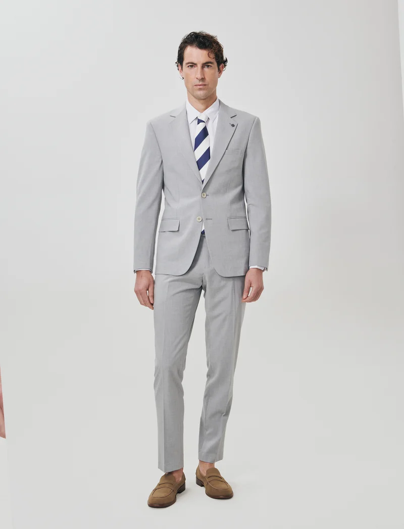 Blazer formal fit micro struttura melange - Grigio mel.