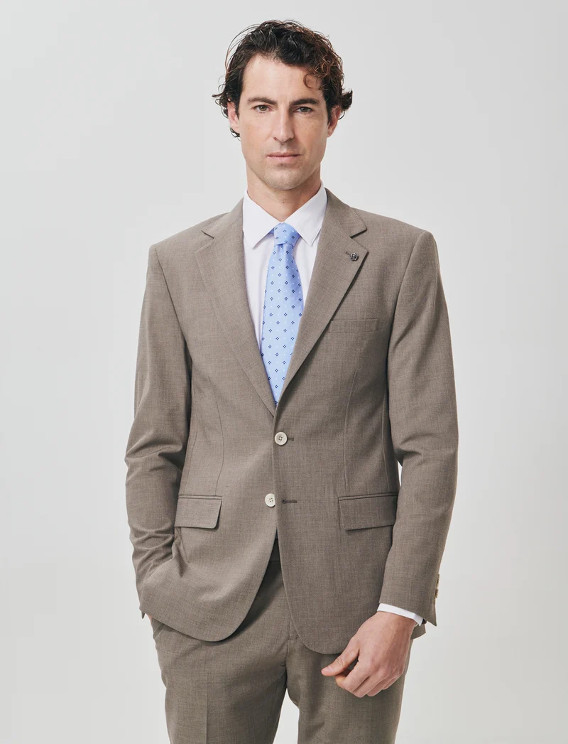 Blazer formal fit micro struttura melange - Grigio fango