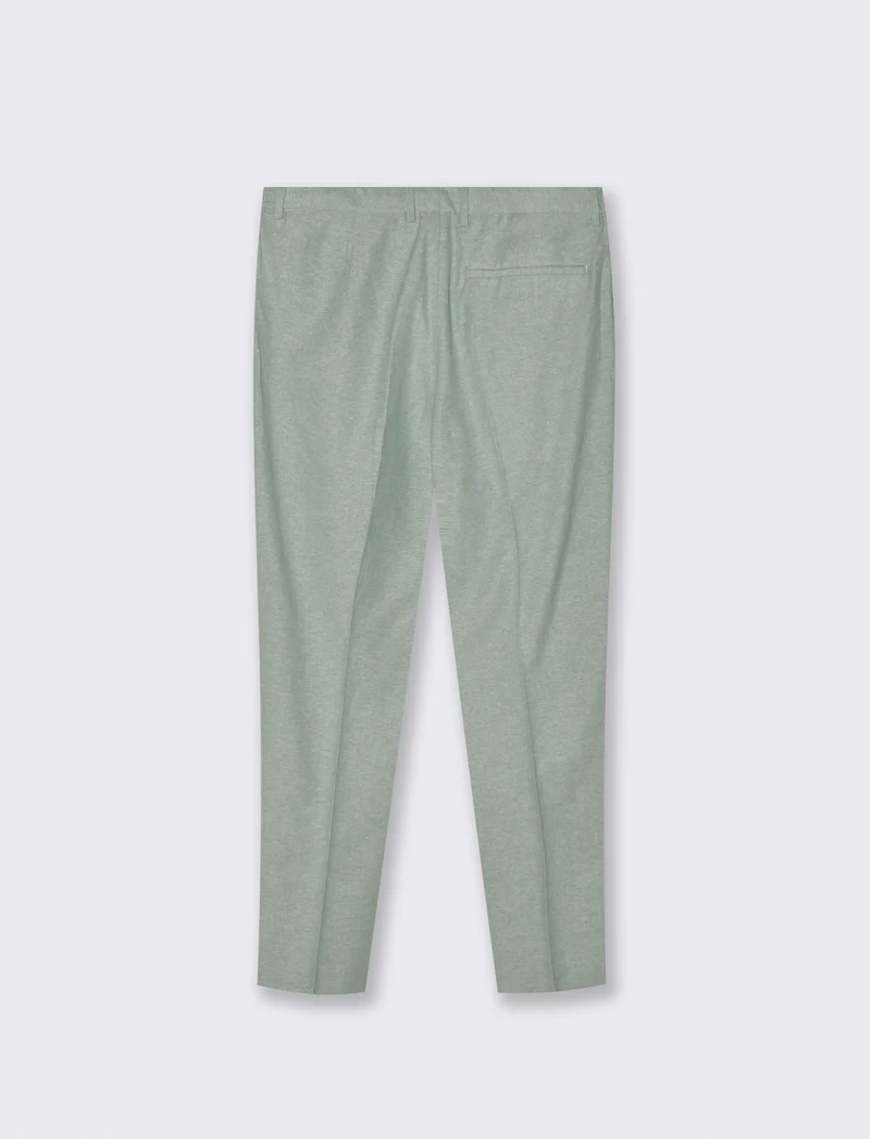 Pantaloni Jogger Misto Lino con Pinces - Verde