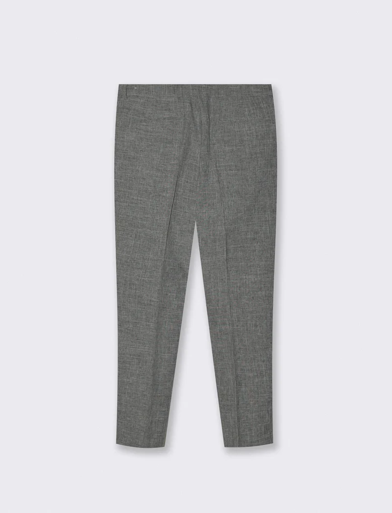 Pantaloni Formal Fit Slub Melange - Grigio mel.