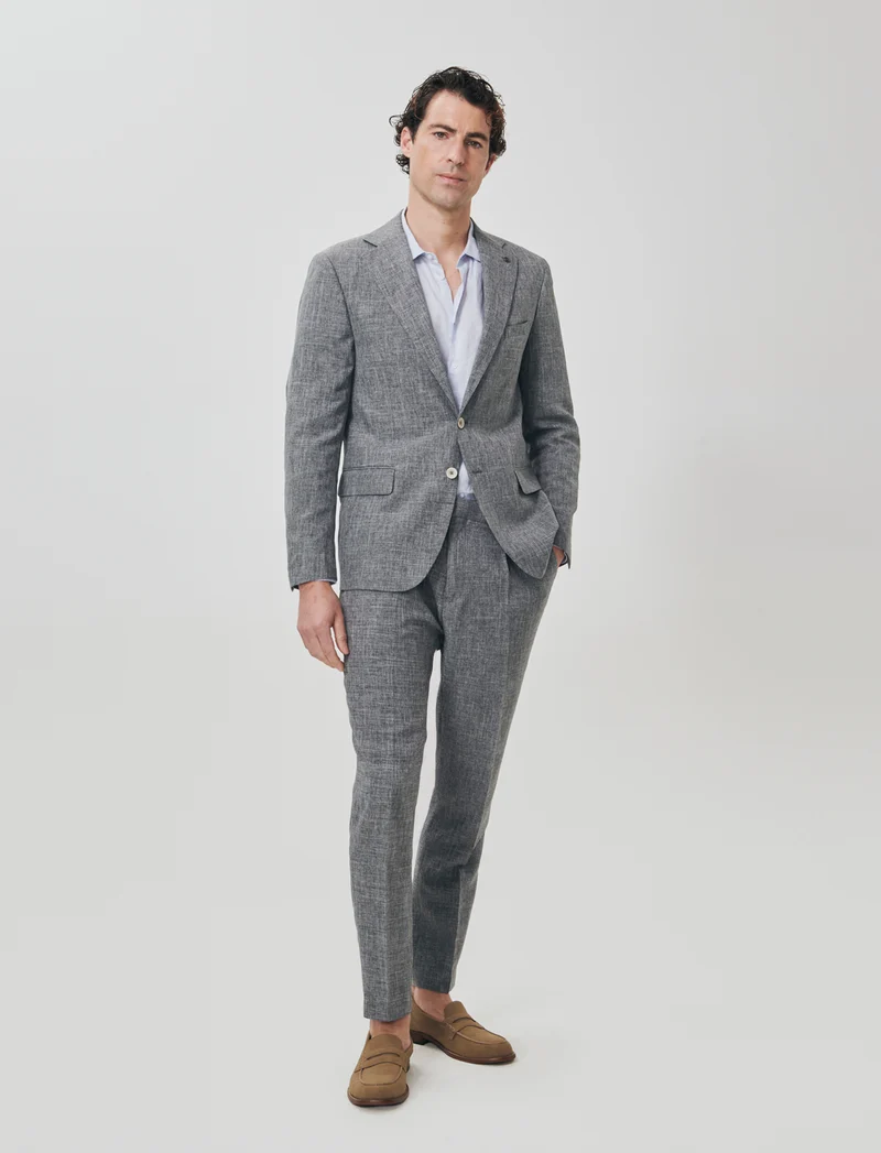 Blazer slub melange formal fit elegante - Grigio mel.
