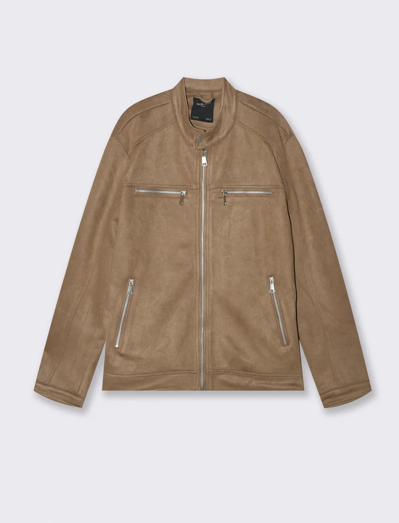 Giubbotto biker effetto scamosciato - Cammello