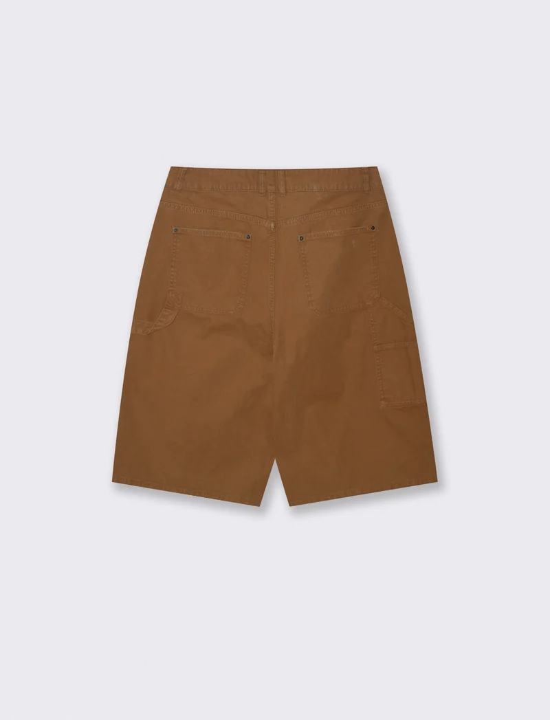 Bermuda long fit in canvas di cotone - Marrone