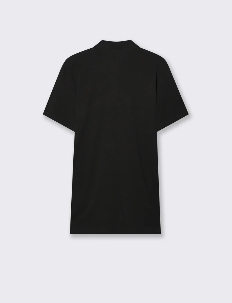 Polo Collo Derby in Cotone Elasticizzato - Nero